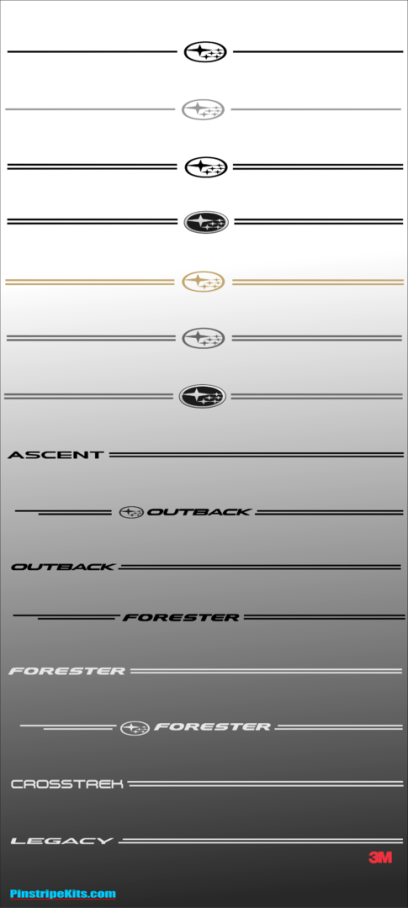Subaru Legacy, WRX, Impreza, Ascent, Outback Forester, Crosstrek ,auto,car,vehicle,vinyl, pinstripe,pinstripes,stripes,small,logo,logos,small,decal,decals,emblem,emblems,graphic,graphics
