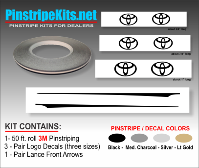 Toyota RAV4 Vinyl Logo Emblem Decal Pinstripe Stripe Kit