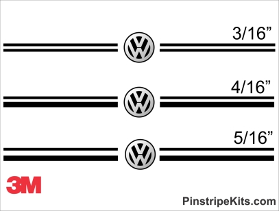 VW Volkswagen Vinyl Name & Logo Decal Pinstripe Stripe Kit