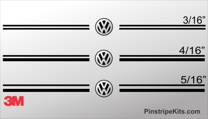 VW Volkswagen Vinyl Name & Logo Decal Pinstripe Stripe Kit