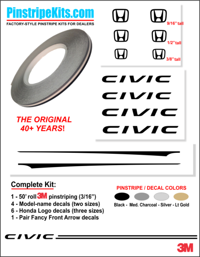 Honda Pilot Accord Civic CRV CR-V Odyssey Pilot Ridgeline Fit HRV HR-V Crosstour vinyl pinstripe emblem logo decal graphic stripe sticker kit