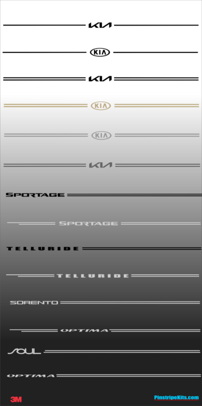 Kia Sportage Sorento Rio Optima Soul Sedona  vinyl pinstripe emblem stripe logo decal graphic