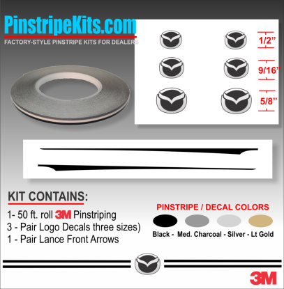 Mazda CX-9, Mazda CX-5, Mazda CX-3, Mazda6 Mazda3 Mazda2 Mazda5 vinyl pinstripe emblem stripe logo decal graphic