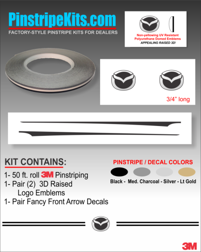 Mazda CX-9, Mazda CX-5, Mazda CX-3, Mazda6 Mazda3 Mazda2 Mazda5 vinyl pinstripe emblem stripe logo decal graphic