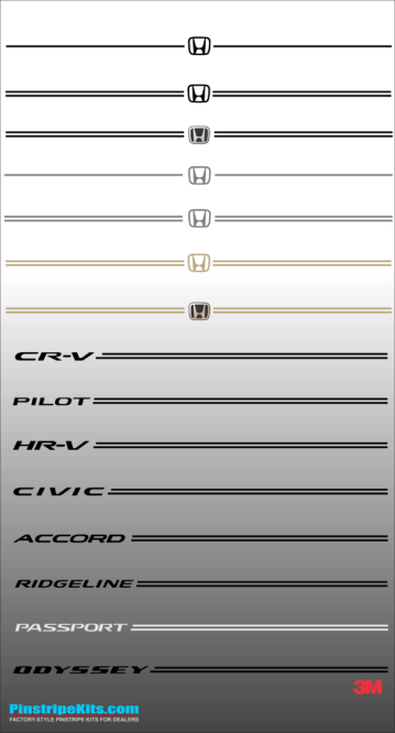 Honda CR-V CRV Accord Civic Ridgeline Odyssey HR-V Passport Pilot vinyl  logo emblem decal pinstripe kit