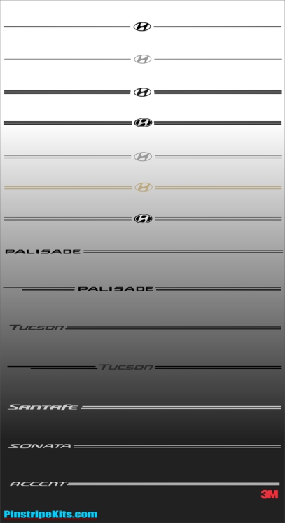 Hyun Elantra Sante Fe Accent Tucson Sonata vinyl pinstripe emblem stripe logo decal graphic