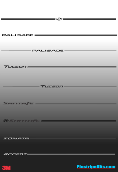 Hyun Elantra Sante Fe Accent Tucson Sonata vinyl pinstripe emblem stripe logo decal graphic