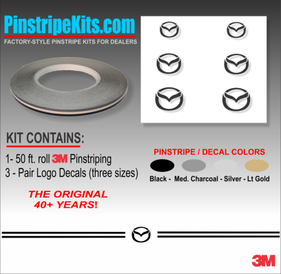 Mazda CX-9, Mazda CX-5, Mazda CX-3, Mazda6 Mazda3 Mazda2 Mazda5 vinyl pinstripe emblem stripe logo decal graphic