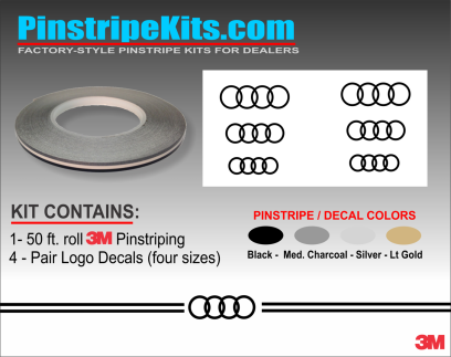 Audi A3, A4, A6, Q3, Q5, Q7pinstripe logo emblem decal kit emblem logo vinyl decal pinstripe graphic sticker stripe