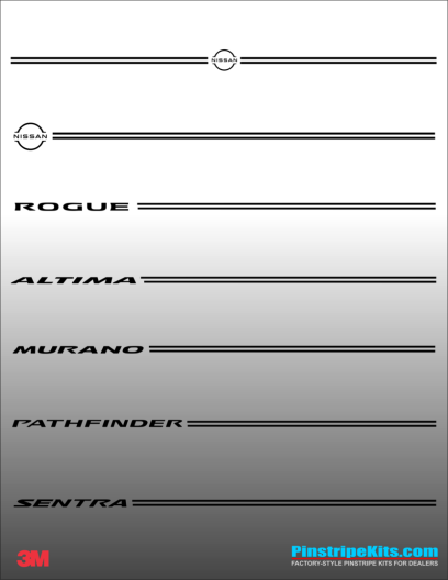 Nissan Altima Maxima Versa Xterra Pathfinder Titan versa Frontier Rogue Pathfinder Murano vinyl pinstripe emblem stripe logo decal graphic