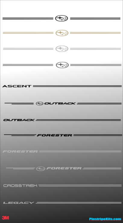 Subaru Legacy, WRX, Impreza, Ascent, Outback Forester, Crosstrek ,auto,car,vehicle,vinyl, pinstripe,pinstripes,stripes,small,logo,logos,small,decal,decals,emblem,emblems,graphic,graphics