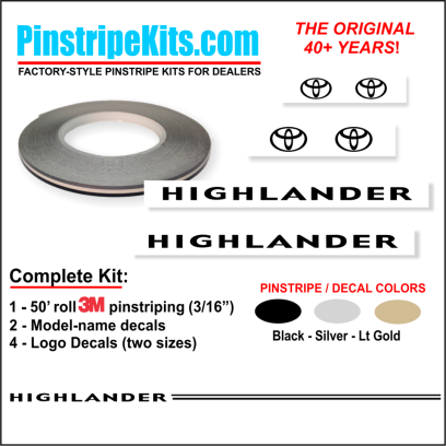 Toyota Camry Corolla Rav4 Tundra Tacoma 4Runnner Highlander vinyl pinstripe emblem stripe logo decal graphic