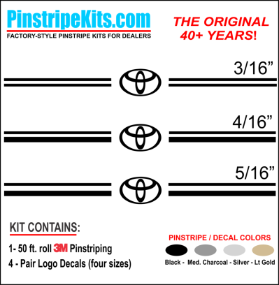 Toyota Camry Corolla Rav4 Tundra Tacoma 4Runnner Highlander vinyl pinstripe emblem stripe logo decal graphic