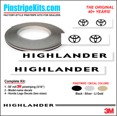 Toyota Camry Corolla Rav4 Tundra Tacoma 4Runnner Highlander vinyl pinstripe emblem stripe logo decal graphic
