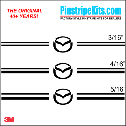 Mazda CX-9, Mazda CX-5, Mazda CX-3, Mazda6 Mazda3 Mazda2 Mazda5 vinyl pinstripe emblem stripe logo decal graphic