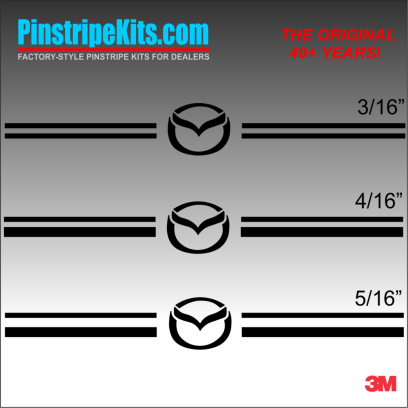 Mazda CX-9, Mazda CX-5, Mazda CX-3, Mazda6 Mazda3 Mazda2 Mazda5 vinyl pinstripe emblem stripe logo decal graphic