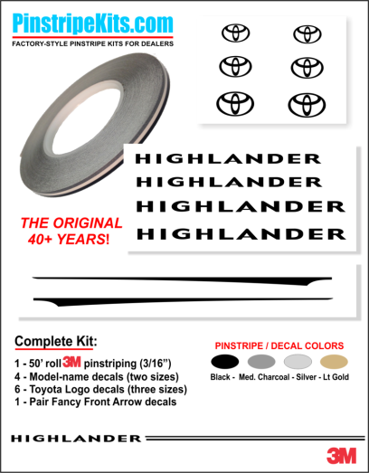 Toyota,auto,car,vehicle,vinyl,sticker,stickers,pinstripe,pinstripes,stripes,small,logo,logos,small,decal,decals,emblem,emblems,graphic,graphicsToyota Camry Corolla Rav4 Tundra Tacoma 4Runnner Highland