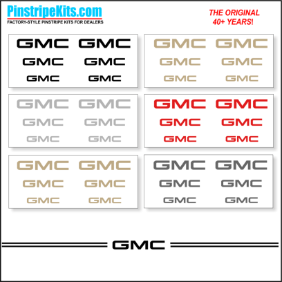 GMC vinyl logo decal emblem 3M pinstripe stripe kit