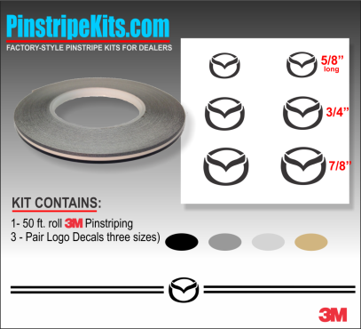 Mazda CX-9, Mazda CX-5, Mazda CX-3, Mazda6 Mazda3 Mazda2 Mazda5 vinyl pinstripe emblem stripe logo decal graphic