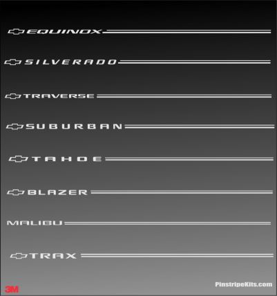 Chevrolet vinyl logo decal emblem 3M pinstripe stripe kit