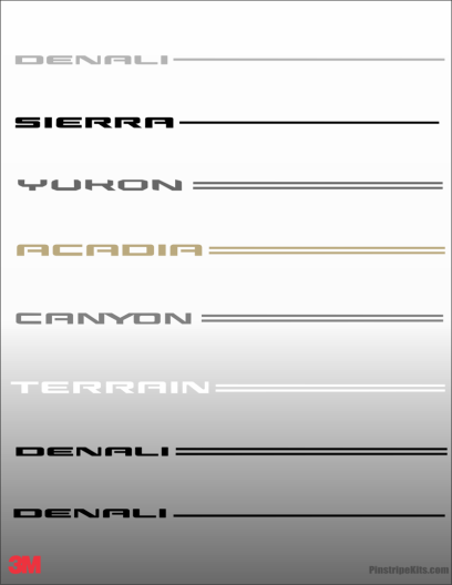GMC vinyl logo decal emblem 3M pinstripe stripe kit