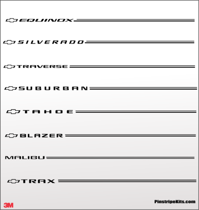 Chevrolet vinyl logo decal emblem 3M pinstripe stripe kit