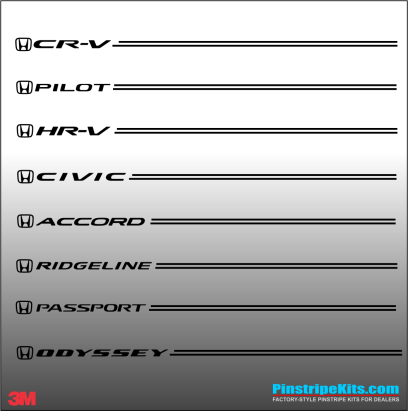 Honda CR-V CRV Accord Civic Ridgeline Odyssey HR-V Passport Pilot vinyl  logo emblem decal pinstripe kit
