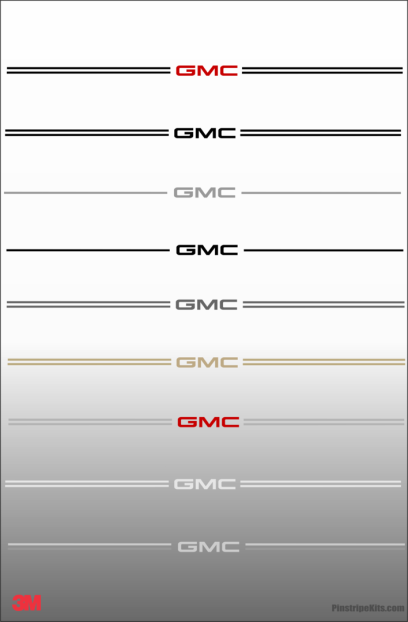 GMC vinyl logo decal emblem 3M pinstripe stripe kit