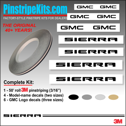 GMC vinyl logo decal emblem 3M pinstripe stripe kit