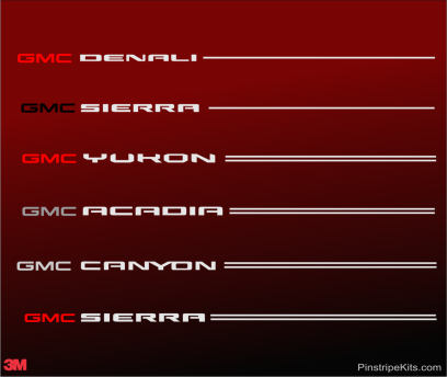 GMC vinyl logo decal emblem 3M pinstripe stripe kit