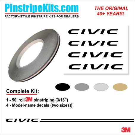Honda Civic Logo Emblem Decal Vinyl Pinstripe Stripe Kit Honda Civic Logo Emblem Decal Vinyl Pinstripe Stripe Kit