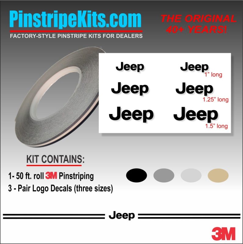 Jeep Logo Emblem Decal Vinyl Pinstripe Stripe Kit