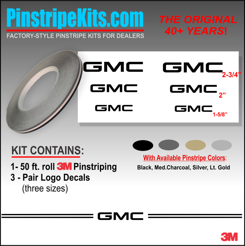 GMC vinyl logo emblem decal pinstripe kit GMC vinyl logo emblem decal pinstripe kit