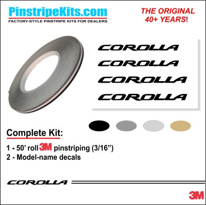 Toyota Corolla vinyl logo emblem decal pinstripe stripe kit Toyota Corolla vinyl logo emblem decal pinstripe stripe kit