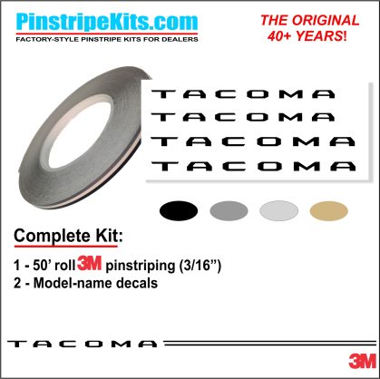 Toyota Tacome vinyl logo emblem decal pinstripe stripe kit Toyota Tacome vinyl logo emblem decal pinstripe stripe kit