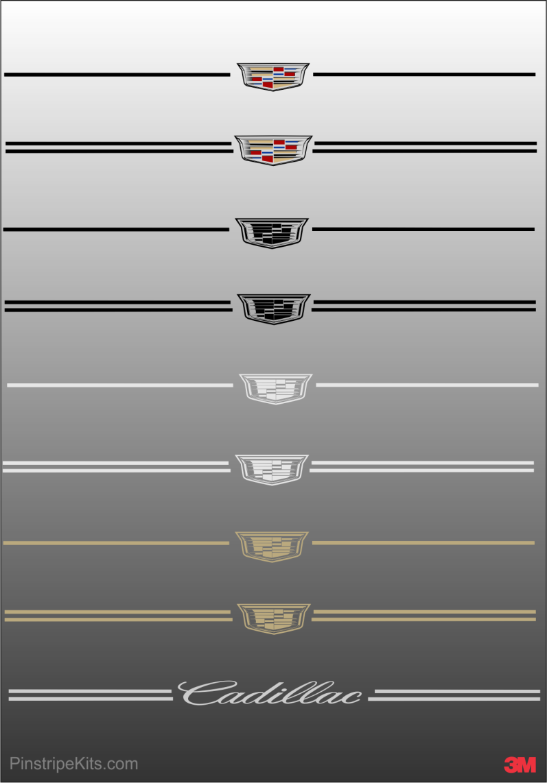 Cadillac vinyl logo emblem decal pinstripe stripe kit 48