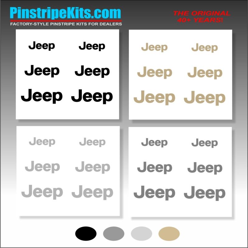 Jeep Logo Emblem Decal Vinyl Pinstripe Stripe Kit