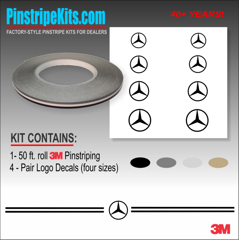 Mercedes-Benz logo emblem decal vinyl pinstripe stripe kit Mercedes-Benz logo emblem decal vinyl pinstripe stripe kit