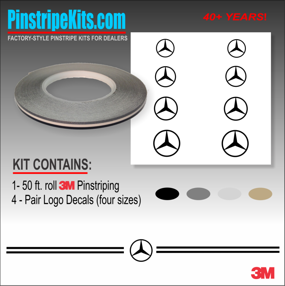 Mercedes-Benz logo emblem decal vinyl pinstripe stripe kit Mercedes-Benz logo emblem decal vinyl pinstripe stripe kit