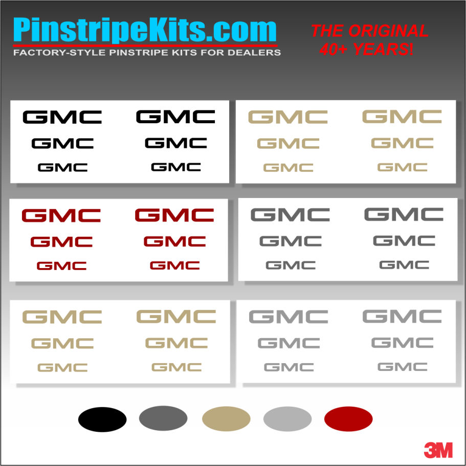 GMC vinyl logo emblem decal pinstripe kit GMC vinyl logo emblem decal pinstripe kit
