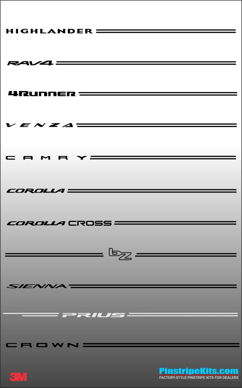 Toyota vinyl logo emblem decal pinstripe stripe kit Toyota vinyl logo emblem decal pinstripe stripe kit