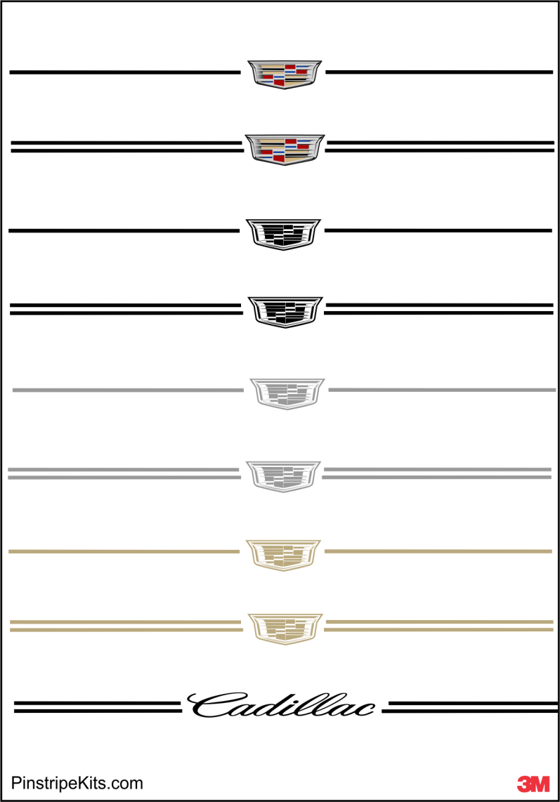 Cadillac vinyl logo emblem decal pinstripe stripe kit 48 Cadillac vinyl logo emblem decal pinstripe stripe kit 48